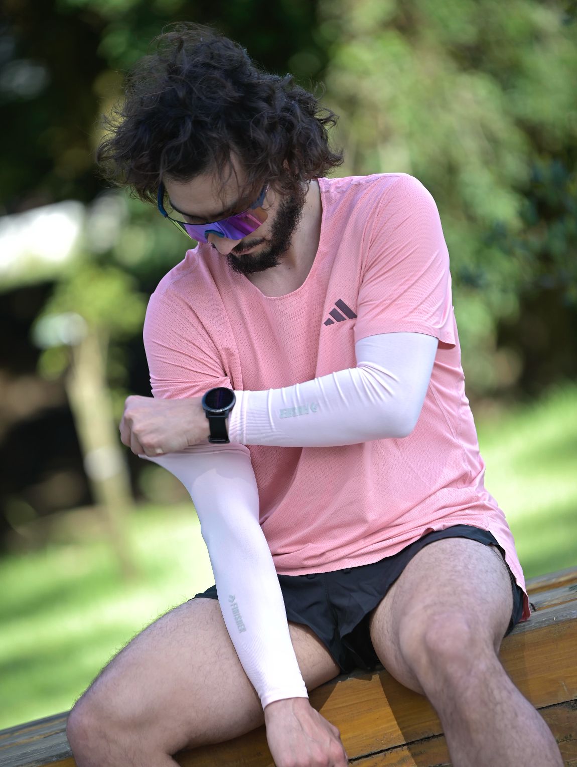 Par de Mangas para Running con Protección UV Finisher - Blanca
