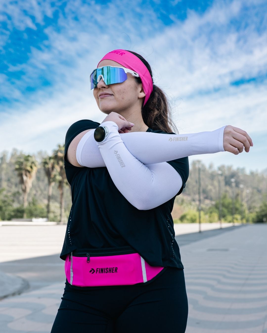 Par de Mangas para Running con WatchSlot y Protección UV Finisher - Blancas