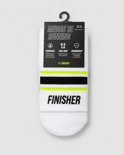 Calcetines de Running Finisher RaceDay Sprinter Lightweight con Compresión – Crew Blanco
