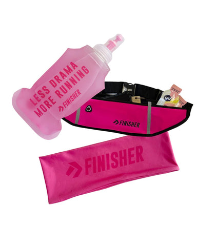 PINK PACE: Headband + Botella Flask 250cc + Banano Eliud Fucsia