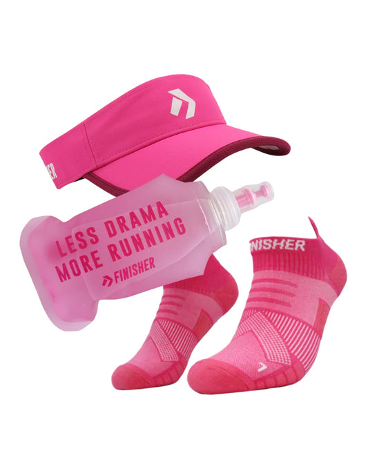 PINK START: Visera + Botella Flask + Calcetines Running