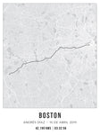 Cuadro Mapa Personalizado Boston Marathon 40x30 Enmarcado