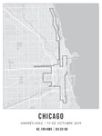 Cuadro Personalizado Chicago Marathon 40x30 Enmarcado