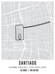Cuadro Mapa Personalizado Maratón de Santiago 2022-23 10K 40x30 Enmarcado
