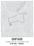 Cuadro Mapa Personalizado Maratón de Santiago 2022-23 21K 40x30 Enmarcado