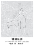 Cuadro Mapa Personalizado Maratón de Santiago 2022-23 42K 40x30 Enmarcado
