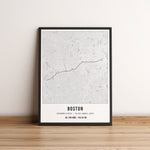 Cuadro Mapa Personalizado Boston Marathon 40x30 Enmarcado