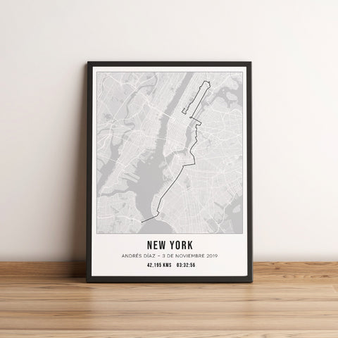 Cuadro Mapa Personalizado New York Marathon 40x30 Enmarcado