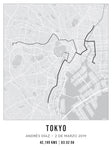 Cuadro Mapa Personalizado Tokyo Marathon 40x30 Enmarcado