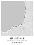 Cuadro Mapa Personalizado Media Maratón Viña del Mar 21K 40x30 Enmarcado
