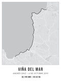 Cuadro Mapa Personalizado Maratón Viña del Mar 42K 40x30 Enmarcado